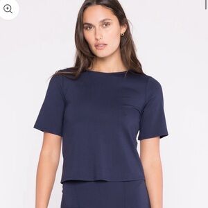RIPLEY RADER ponte knit Extended short sleeve top in Navy - Sz 3 (Med) 💛🍄